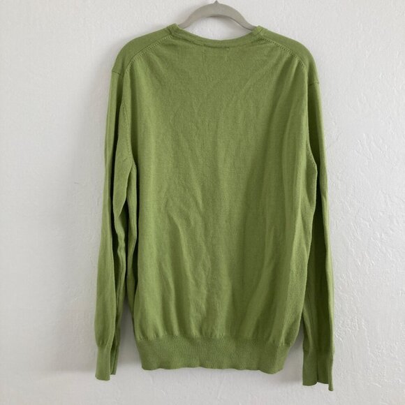 Calvin Klein Merino Wool Blend Knit Sweater V Neck Green Long Sleeve Spring XL - Picture 8 of 12